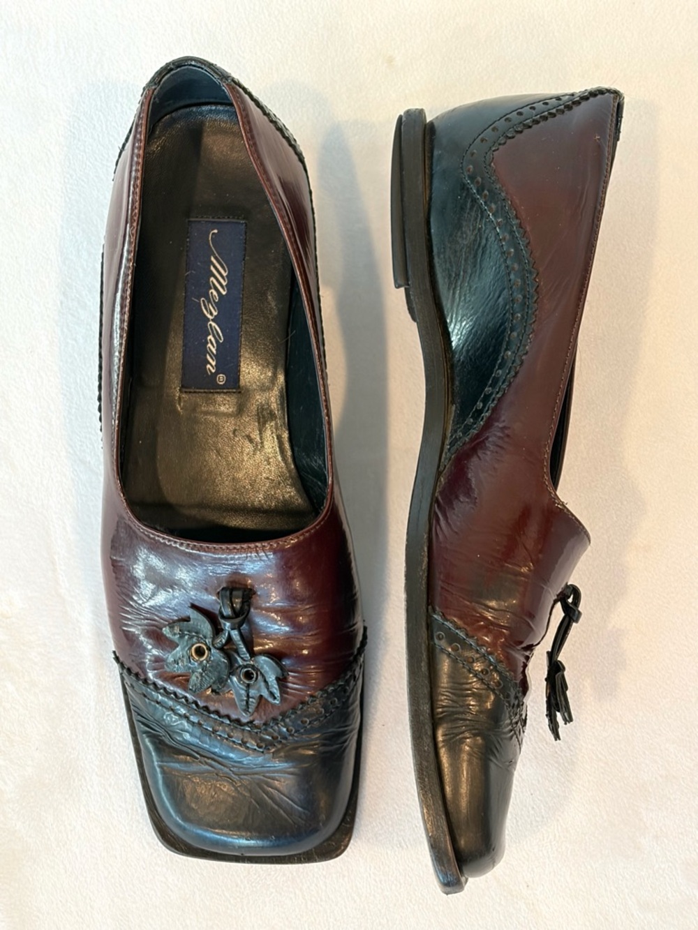 Mezlan patent &leather Derby tassel loafers, Brogue detail, square toe,6,GUC - Picture 11 of 15